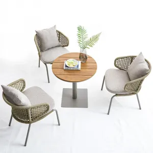 Leisure Style Round Plastic Wood Aluminum Balcony Garden Outdoor Patio Coffee Table Furniture