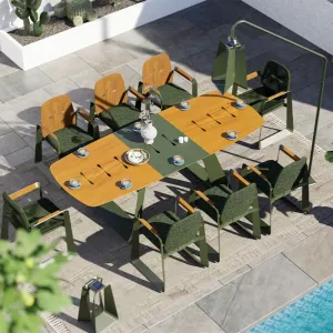 Lion Design Morphx New Dining Table and Chair Set Patio Garden Outdoor Furniture Set Reclining Table All Aluminum Furniture