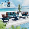 Lion Design VorTex Outdoor Sofa Garden Rope Set Simple Red and Blue Combination Sofa Set