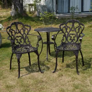 Luxury Cast Aluminum Outdoor Garden Chair European Vintage Patio Armchair for Hotel Restaurant Villa Furniture