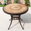 Luxury European Design Farmhouse Outdoor Mosaic Dining Table Round Cast Aluminum Frame for Villa Hotel Restaurant Furniture