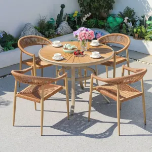 Luxury Leisure Outdoor Metal Chair with Patio Waterproof Aluminum Braided Rope Powder Coating Finish for Garden Furniture