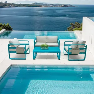 Modern All-Weather Luxury Aluminum Powder Coated Outdoor Garden Sofa Set for Patio Dining Courtyard Hotel