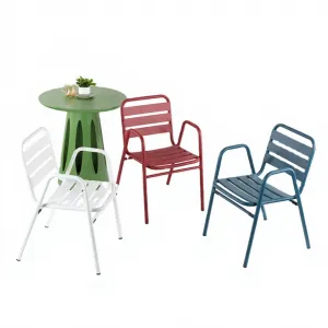 Modern Aluminum Furniture Custom Colored Metal Garden Chairs Patio Furniture with Armrests Garden Metal Chairs