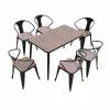 Modern Aluminum Outdoor Dining Chair with Plastic Wood Seat Stackable Bistro Furniture for Hotel Park Patio Garden
