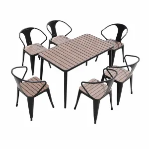 Modern Aluminum Outdoor Dining Chair with Plastic Wood Seat Stackable Bistro Furniture for Hotel Park Patio Garden