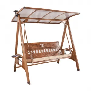 Modern Aluminum Outdoor Swing Chair with Awning Patio Lounge Furniture for Park Hotel Use