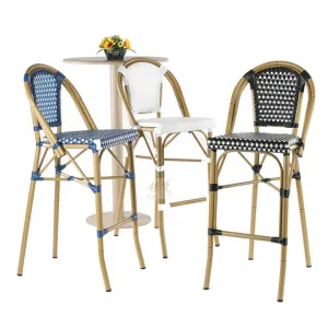 Modern Aluminum Rattan Outdoor Dining Bar Stool for Villa and Hotel Use