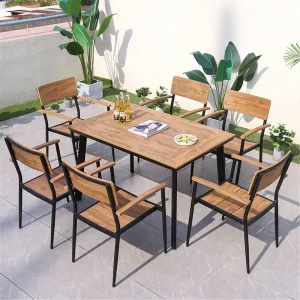 Modern American Style Powder Coated Outdoor Dining Table for Hotel Park Use Plastic Wood Material 2-3 Year Warranty Wholesale