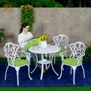 Modern Cast Aluminum Dining Set Outdoor Garden Furniture Dining Chair and Table for Sale
