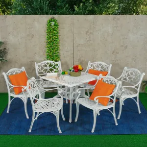 Modern Cast Aluminum Outdoor Dining Patio Set Table Chairs for Courtyard Use
