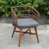 Modern Comfortable Outdoor Hotel Villa Garden Patio Dining Table and Chairs with Aluminum Frame Rope Woven