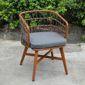 Modern Comfortable Outdoor Hotel Villa Garden Patio Dining Table and Chairs with Aluminum Frame Rope Woven
