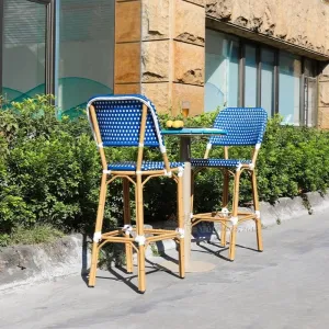 Modern Counter High Outdoor Aluminum Cane Bar Chairs Hotel Furniture Dining Table for Exterior Use