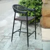 Modern Design Simplicity Ventilate Back Bar Stool Chair CushiLead Rope bar Chair with Black Aluminum Tube