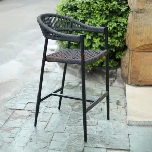 Modern Design Simplicity Ventilate Back Bar Stool Chair CushiLead Rope bar Chair with Black Aluminum Tube