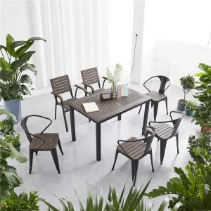 Modern Design Outdoor Leisure Garden Furniture Teak Dining Patio Table Poly Plastic Wood Furniture Banquet Table