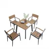 Modern Durable Outdoor Dining Table with Plastic Wood Tabletop and Aluminum Frame for Hotel Park Use
