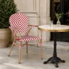 Modern French Bistro Chair PE Rattan Woven Outdoor Dining Chair Aluminum Alloy Frame Restaurant Cafe Furniture