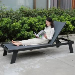 Modern French Commercial Outdoor Durable Powder Coated Sun Loungers Stackable Aluminum Frame for Park and Villa Use