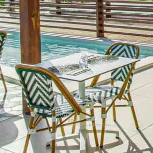 Modern French Style Restaurant Garden Rattan Furniture Light Outdoor Bistro Chairs