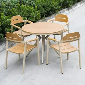 Modern Garden Furniture Restaurant Plastic Wood Outdoor Dining Chairs and Table for Park Use