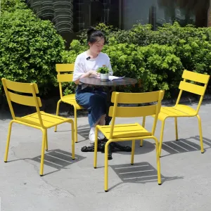 Modern Garden Villa Outdoor Aluminum Dining Chairs-Stackable Waterproof for Cafe Restaurant Use
