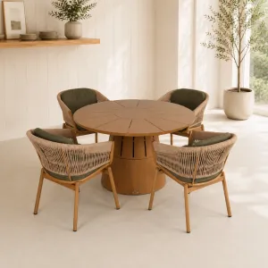 Modern Lightweight Outdoor Dining Chair Aluminum Frame Woven Rope Cushion for Garden Patio Park Villa Courtyard Restaurant Use