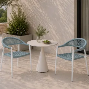 Modern Lightweight Woven Rope Aluminum Outdoor Garden Patio Bistro Restaurant Chair with Bule Color Scheme