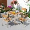 Modern New Fashion Outdoor Dining Garden Furniture Aluminum Frame Wood Plastic Powder Coated Tables Chairs Kitchen Application