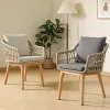 Modern Oak Leg Rope Weave Dining Chair