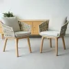 Modern Oak Leg Rope Woven Dining Chair for Garden Living Room