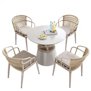 Modern Outdoor Aluminum Rope Woven Dining Chair for Hotel Villa Park Use