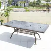 Modern Outdoor Cast Aluminum BBQ Dining Table with Dual Grill Slots Powder Coated Heavy Duty Outdoor Furniture Set
