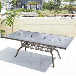 Modern Outdoor Cast Aluminum BBQ Dining Table with Dual Grill Slots Powder Coated Heavy Duty Outdoor Furniture Set