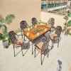 Modern Outdoor Cast Aluminum BBQ Table Rectangular Multifunctional for Patio Garden Courtyard Living Room Weather Resistant