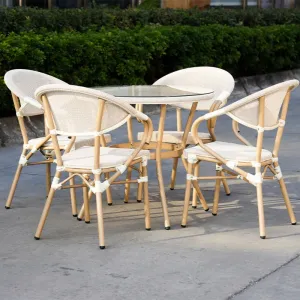 Modern Outdoor Dining Chairs with Aluminum and Fabric-Bissio Terrace Chairs for Courtyard Villa Park Use