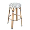 Modern Outdoor Dining Furniture Handmade Rattan Wicker Stools Aluminum Bistro White Bar Stools Courtyard Garden