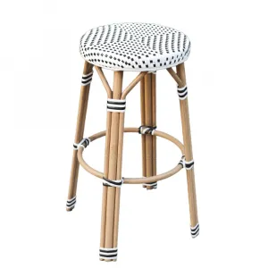 Modern Outdoor Dining Furniture Handmade Rattan Wicker Stools Aluminum Bistro White Bar Stools Courtyard Garden