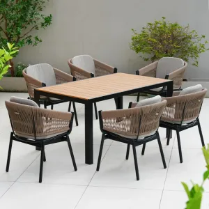Modern Outdoor Dining Hotel Use Single Sofa Chair Rope Woven Terrace Garden Furniture Lounge Set