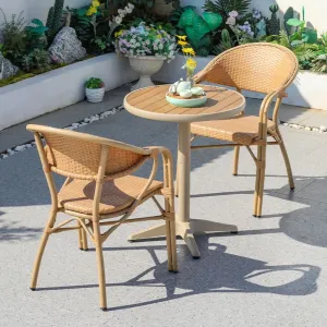 Modern Outdoor French Bistro Dining Table and Chairs Rattan Patio Garden Furniture for Restaurants Parks Villas