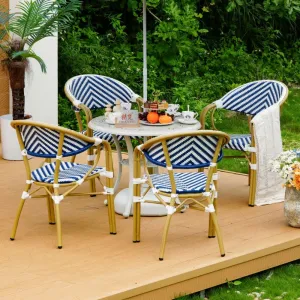Modern Outdoor French Bistro Tables and Chairs Rattan Garden Furniture for Villa Park Use Waterproof Dining Chairs