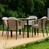 Modern Outdoor Furniture Aluminum Frame Rattan Cafe Bar Garden Dining Chair for Hotel Villa Use