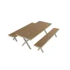 Modern Outdoor Patio Dining Picnic Table and Chair Garden Set Aluminum Frame Wood and Plastic Furniture for Exterior Use