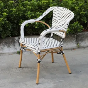 Modern Outdoor Rattan Aluminum Dining Chairs for Bistro Restaurant Terrace Park Villa Use