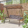 Modern Outdoor Swing Chair Set Die Casting Aluminum 3 Seater with Waterproof Cushion for Courtyard Villa Hotel Use