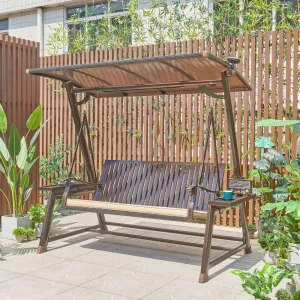 Modern Outdoor Swing Chair Set Die Casting Aluminum 3 Seater with Waterproof Cushion for Courtyard Villa Hotel Use