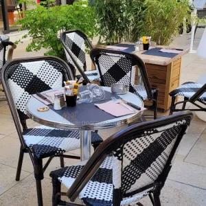 Modern Outdoor Woven Dining Chair Aluminum Alloy Frame Powder Coated Finish 2-3 Year Warranty for Villa Courtyard Balcony Patio