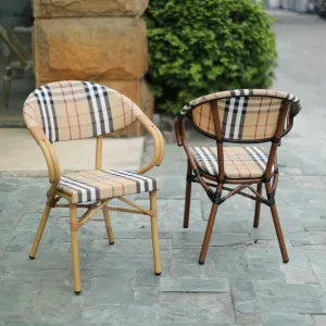 Modern Pale Yellow Teslin Outdoor Armchairs for Park Villa Courtyard Use