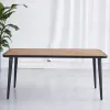 Modern Rectangular Aluminum Frame Outdoor Dining Table Waterproof Plastic Wood Tabletop UV-Resistant for Hotel Entry Use Long